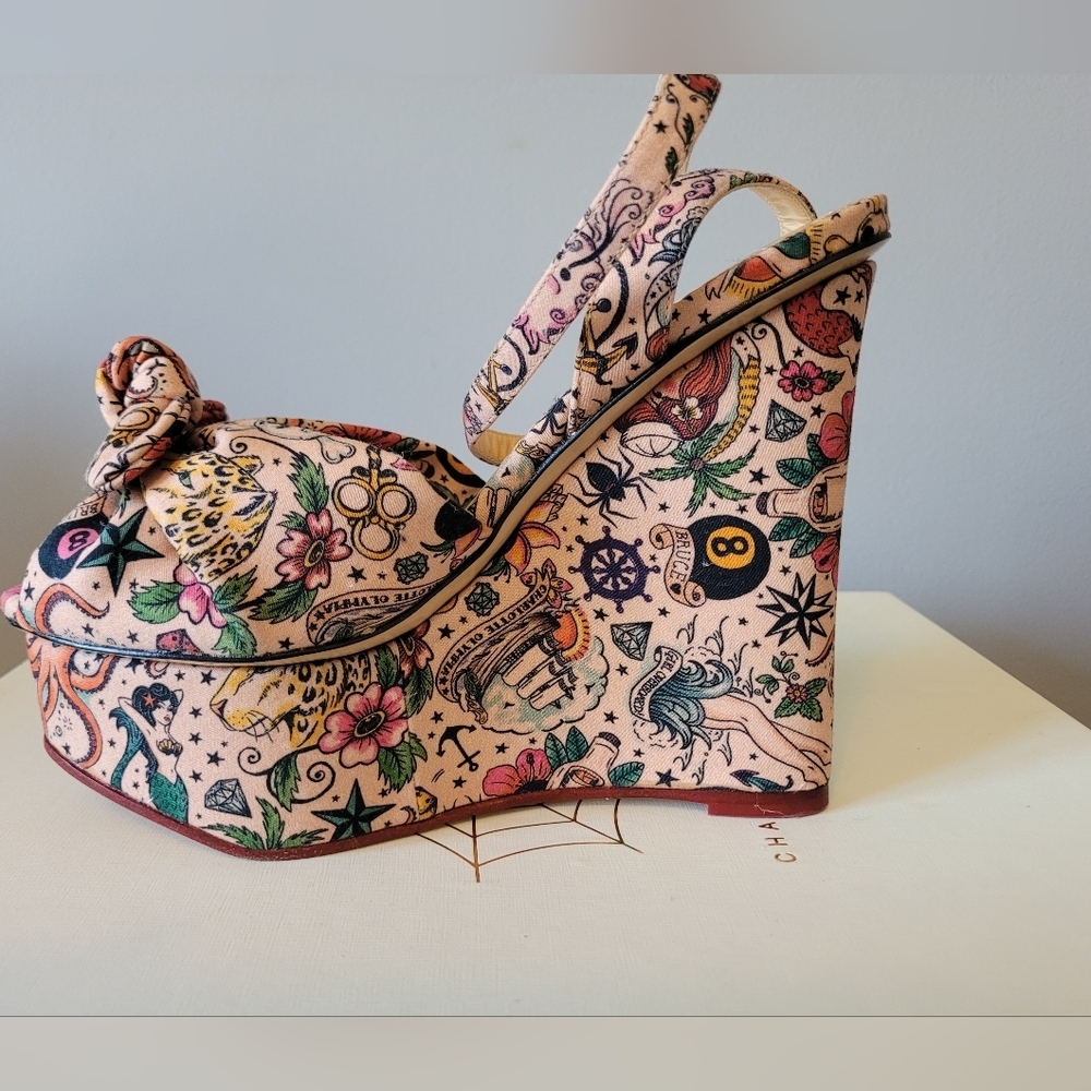 Charlotte Olympia Miranda Inked Wedges, VGUC, Size 5 - Picture 8 of 13